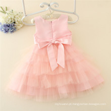 Muitas camadas 3-12years menina vestido miçangas baby girl party dress crianças frocks projetos com rosa e branco